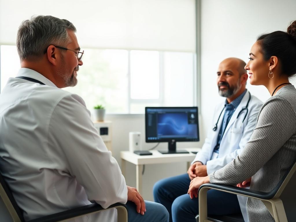 Consulta médica con paciente en clínica