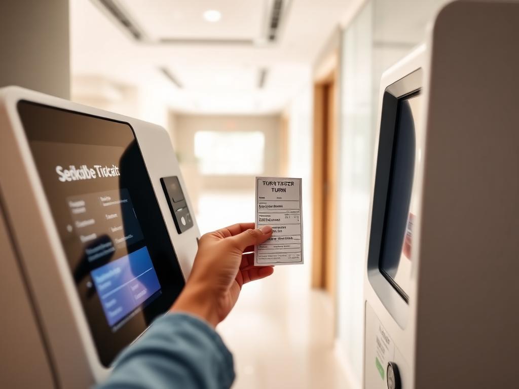 Impresión de turno en kiosco hospitalario