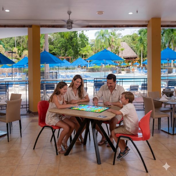 Familia jugando en la mesa Hestia