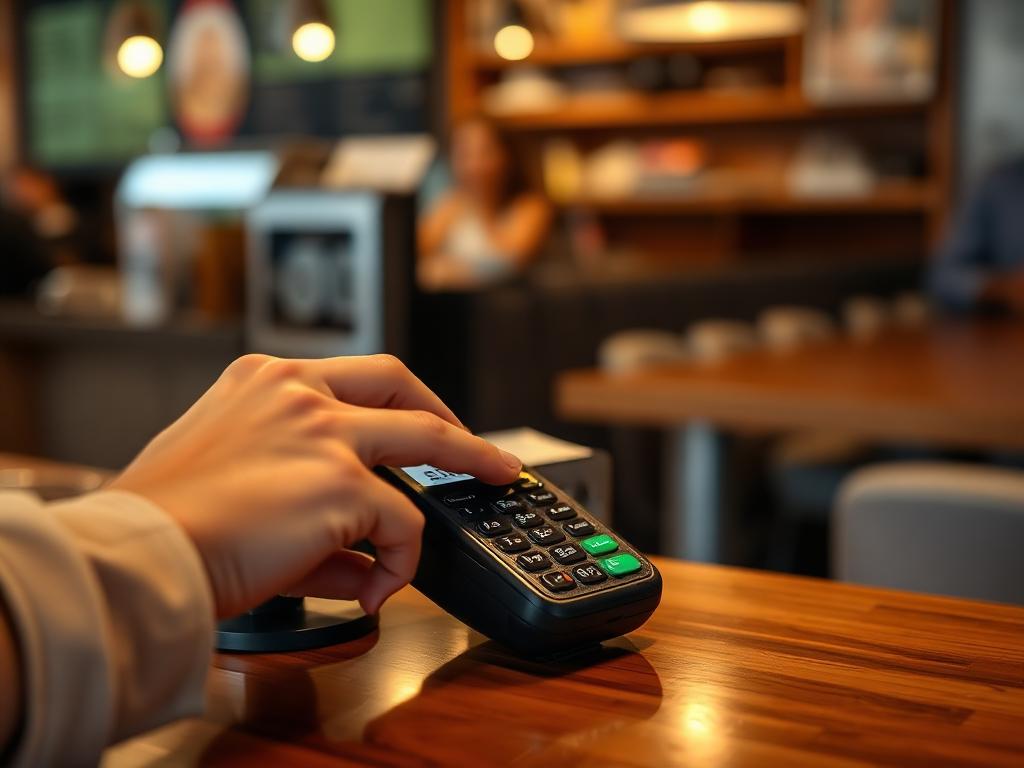 Pago con datáfono en restaurante